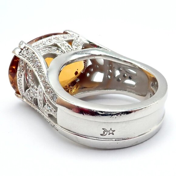 Kieselstein Cord Platinum 2.5ct Diamond Golden Citrine Cockatil Ring 1999 sz 6.5 - Picture 8 of 15